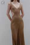 OUDE WAAG hollow fishtail knitted dress OW-23SS-KT15 turmeric
